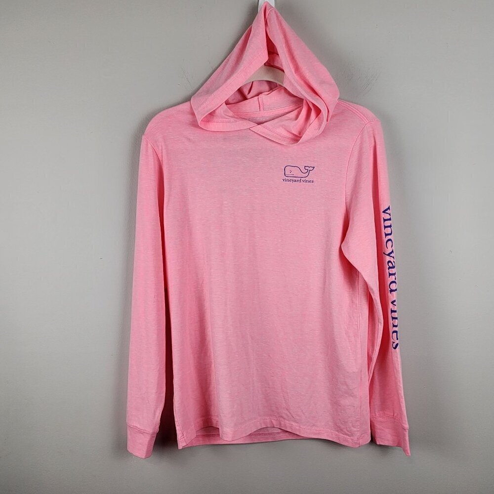 Vineyard Vines hooded tee sz L / 16 girls  pink blue whale